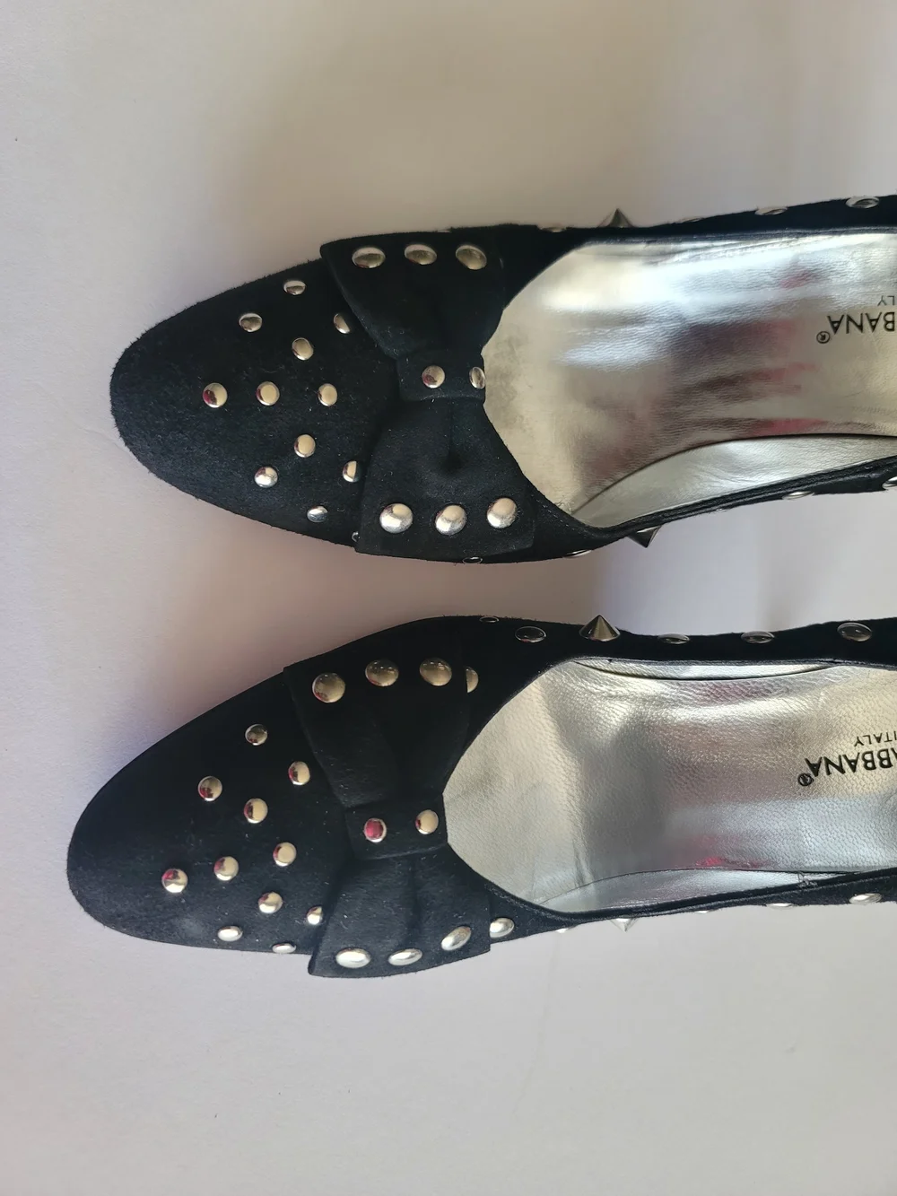 Dolce & Gabbana Black Studded Almond Toe Pumps, EUR 39.5